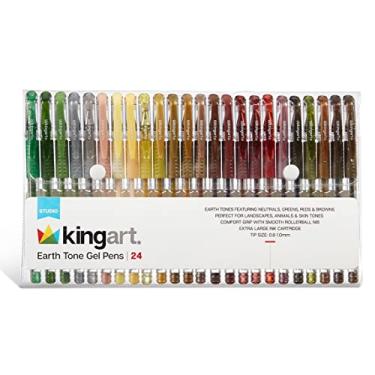 Imagem de KINGART Canetas de gel Soft Grip, cartucho de tinta XL de 2,5 mm, conjunto de 24 cores únicas