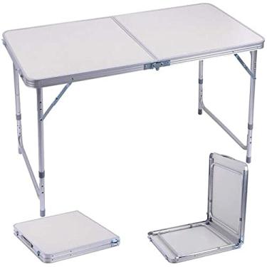 Imagem de Mesa Vira Maleta 120 X 60 Mdf Camping Alumínio