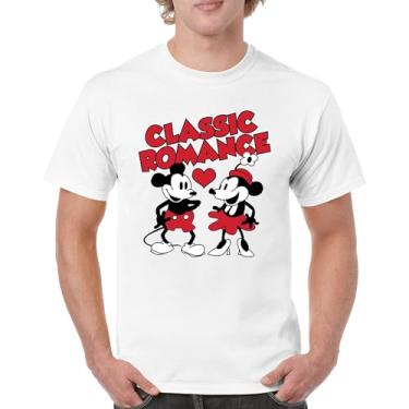 Imagem de Camiseta masculina Steamboat Willie Classic Romance Cute Cartoon Mouse Love Relationship Heart Valentine's Day, Branco, 4G