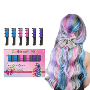 Imagem de Novo pente de giz de cabelo temporário para meninas e crianças com cabelos claros, giz de cabelo lavável para meninas de 4 5 6 7 8 9 10 aniversário cosplay DIY Chrl dias (azul, rosa e roxo)