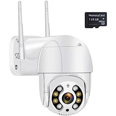 Imagem de Câmeras externas 4K para segurança doméstica, WiFi Outdoor PTZ Cam 5MP HD Video Vigilância Rastreamento automático sem fio, cartão micro SD de até 256 GB compatível, cartão 4K 8MP 128 GB