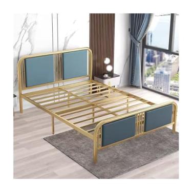 Imagem de Estrutura De Cama Queen Dourada, Estrutura De Cama De Metal Tamanho Queen Com Espaço De Armazenamento, Armações De Cama Queen Sem Ruído, Robustez (Color : Gold 1, Size : 47x74in)