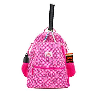 Imagem de Mochila de tênis feminina (rosa) – Bolsa leve para raquete de tênis inclui gancho e armazena 2 raquetes, bolas e equipamentos esportivos – somente mochila.