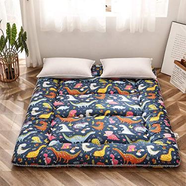Imagem de Colchão futon japonês de dinossauro para meninos e meninas, tapete de tatame espesso, almofada de dormir, cama dobrável, colchão dobrável, espreguiçadeira, sofás e sofás para crianças, tamanho casal