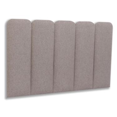 Imagem de Cabeceira Solteiro Estofada  Kit 5 Placas  Arredondada - Linho Castor