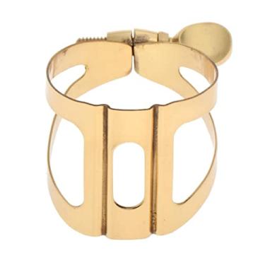 Imagem de Kit de bocal de clarinete baixo dourado clipe de ligadura para músicos profissionais - artesanato requintado, material de metal - Peças de instrumentos de sopro de madeira