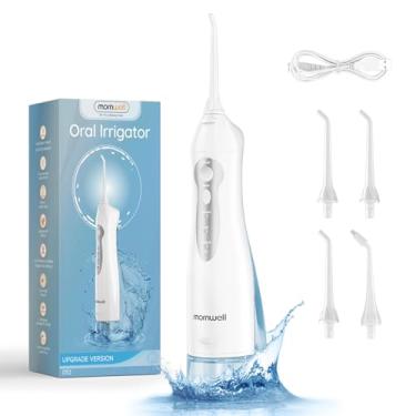 Imagem de Mornwell Flosser dental irrigador bucal portátil sem fio irrigador bucal com 10 intensidades 4 jatos recarregável IPX7 à prova d'água para viagem (branco)