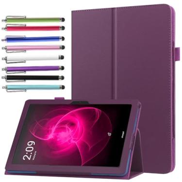 Imagem de elitegadget Capa para tablet TCL TAB 10 NXTPAPER 5G 10,4 polegadas modelo 9199S - Capa de couro PU fina e leve + 1 caneta Stylus (roxa)