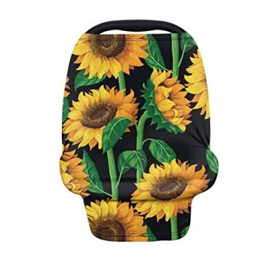 Imagem de GOSTONG Capas para assento de carro de bebê com girassóis, capa para amamentação, dossel de assento de carro macio, capa elástica respirável para carrinhos de bebê, cadeirinha alta, carrinho de compras