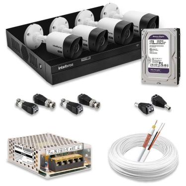Imagem de Kit 4 Câmeras De Segurança Intelbras Full Hd 1080p Com Dvr Mhdx 1204 1080p Com Hd 1tb Purple