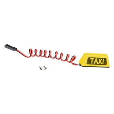 Imagem de kowaku Rc táxi luz táxi telhado superior fácil de instalar sinal de táxi rc acessório de iluminação do carro para 1/8 1/10 diy acessórios modelo de carro rc, amarelo
