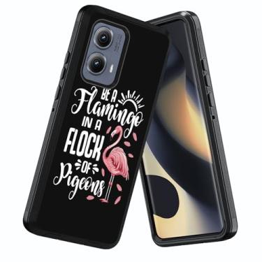 Imagem de DEHJYYIJUY Capa para Motorola Moto Edge 5G 2024, Be a Flamingo in a Flock Pigeons com citação inspiradora à prova de choque à prova de poeira/queda, 3 camadas, resistente, capa protetora de corpo