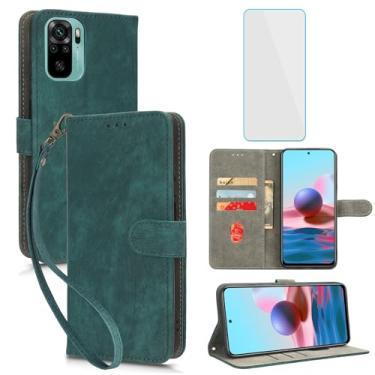 Imagem de IUQXU Capa carteira para celular Xiaomi Poco M5s com protetor de tela [bloqueio RFID] suporte de cartão de couro com suporte para celular feminino e masculino para Poco M5s Redmi PocoM5s verde