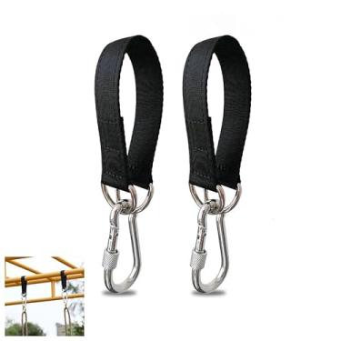 Imagem de SquEqu Pacote com 2 correias de balanço de árvore kit de suspensão 50 cm 181.4 kg cinto resistente com trava mais segura gancho clipe mosquetão conector para rede saco de pancadas balanços assento