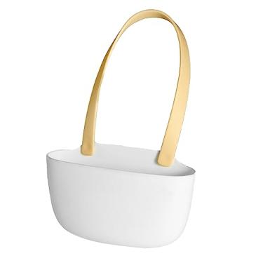 Imagem de Prateleira de Pia de Cozinha, Rack de Drenagem de Esponja de Sabão Flexível Com Furos de Drenagem Cabide de Pano de Prato Móvel para Casa Cozinha Banheiro (Branco Amarelo)