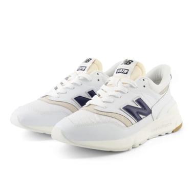 Imagem de New Balance Classics 997R – Tênis unissex – Cabedal de camurça – Palmilha CUSH+ – Forro de algodão – Sola de borracha, Branco/preto, 8.5 Women/7 Men