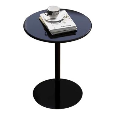 Imagem de Mesa de bar alta mesa de bistrô mesa de jantar mesa lateral mesa de bar redonda com base de metal, mesa de bar de coquetel, bistrô, mesa de canto para cozinha, sala de estar, mesa de cabeceira - preta