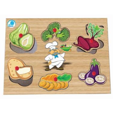 Imagem de Quebra-Cabeça Infantil com Pinos - Legumes - Simque