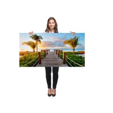 Imagem de Quadro Decorativo Grande Sala 100x50 Pier Praia Coqueiro Quadro para Q