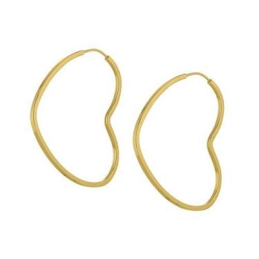 Imagem de Brinco de ouro 18k Argola Coração 2CM - Elegancy Joias