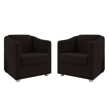 Imagem de Kit 2 Poltronas Tina para Barbearia Recepção Suede Marrom - WeD Decor 