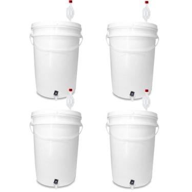 Imagem de 4 Unidades Balde 22 Litros Completo Fermentação Airlock Torneira  - Si