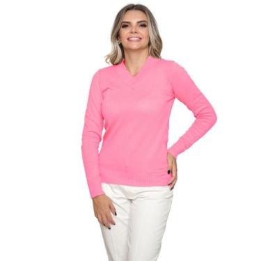 Imagem de Blusa Feminina Gola V Tricot Lã Inverno Com Elastano Basica - SP/CXX, 