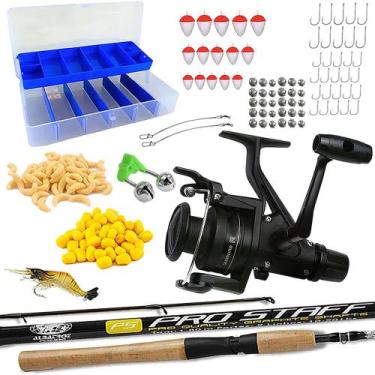 Imagem de Kit Pesca Molinete Shimano IX 2000 Vara Carbono + Acessórios, Preto, 1