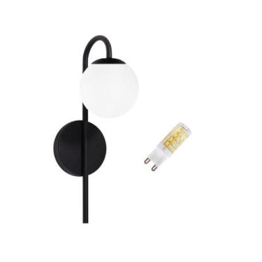 Imagem de Arandela Parede Globo Cabeceira Lavabo Preto +Lâmpada Led G9 - Arandel