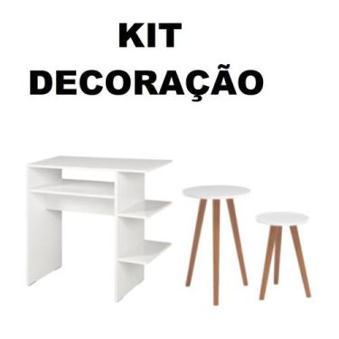 Imagem de Duas Mesas Laterais e Escrivaninha Notebook Plantas Enfeita - Colomi