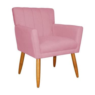 Imagem de Poltrona Decorativa Cecilia Pés Palito Suede Rosa - DS Estofados