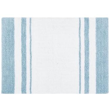 Imagem de Madison Park Tapete de spa reversível 100% algodão listrado, ultramacio, água rápida, antiderrapante, absorvente de secagem rápida para banheira, chuveiro e banheiro, 50,8 x 76,2 cm, azul