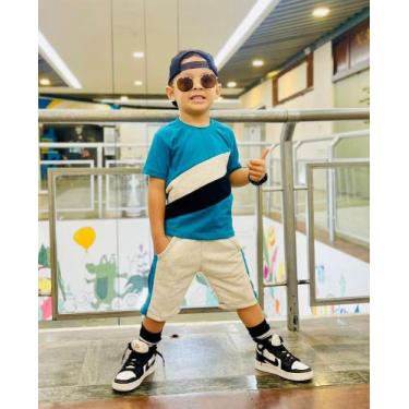 Imagem de Bermuda e camisa Infantil Juvenil Menino Jovem - ModaemMovimento, Azul