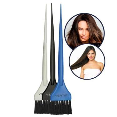 Imagem de Kit 3 Pinceis para Tintura de Cabelo Pincel de Salão Profissional Vert