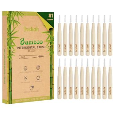 Imagem de Isshah Escovas interdentais de bambu biodegradável, limpador entre dentes, palito de limpeza profunda, certificado FSC e aprovado pela PETA, tamanho 1 (0,45 mm), 40 unidades