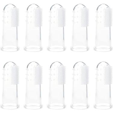 Imagem de Rosojodg 10 escovas de dentes brancas para cães com cerdas macias de grau alimentício, escova de dentes de silicone macio para gatos, laváveis e confortáveis