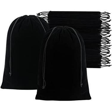 Imagem de Sacos de presente de veludo com cordão – atacado a granel (25,4 x 38,1 cm – pacote com 25, preto)