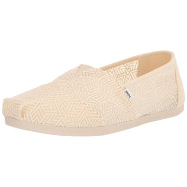 Imagem de TOMS Sapatilhas femininas Alpargata Slip On Casual - Bege, Renda natural de mosaico geográfico, 38