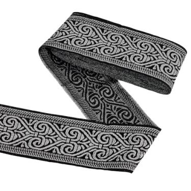 Imagem de MAYJOYDIY Fita Jacquard Vintage Preta 5 cm Estilo Étnico Bordado Fita de Poliéster Padrão de Coração Fita Tirolesa para Costura de Roupas e Decorações de Enfeites