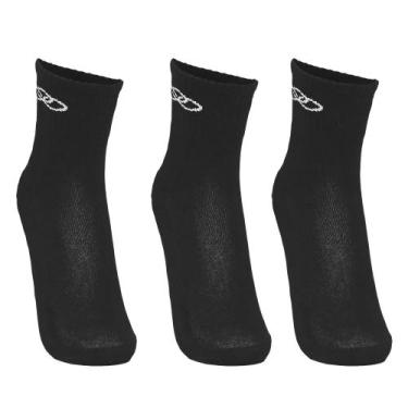 Imagem de Meia Olympikus Cano Médio pacote c/ 3 pares Masculino, Preto, 39-44