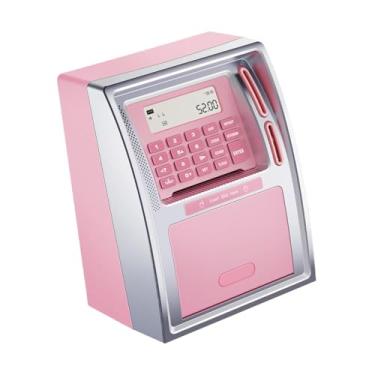 Imagem de Esquirla Cofrinho eletrônico para crianças, banco de dinheiro eletrônico, reconhecimento, brinquedos educativos, recipiente para moedas para idades de 3, 4, 5, Rosa