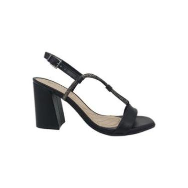 Imagem de Sandália Feminina De Festa Com Strass Salto Alto Bloco Conforto Ramarim 2441201-Feminino