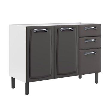 Imagem de Balcão Em Aço Portas Gavetas Grafite S-tampo