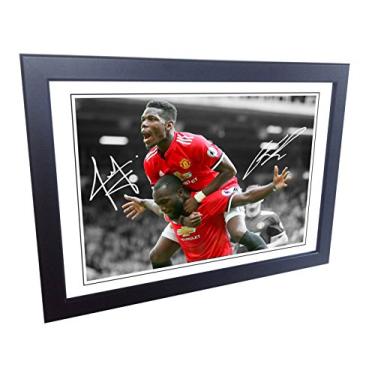 Imagem de Porta-retrato autografado 30,5 x 20,3 cm assinado Romelu Lukaku Paul Pogba Manchester United A4