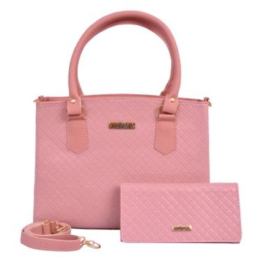 Imagem de Kit Bolsa Feminina Grande Estruturada - Aryel, Rosa