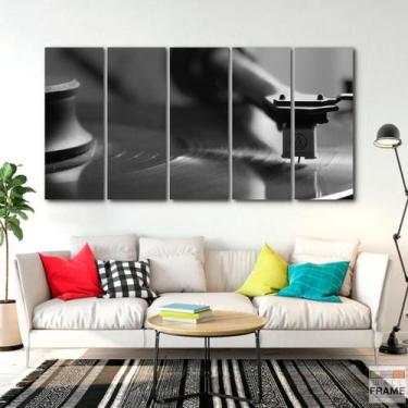 Imagem de Quadro Decorativo 5 peças Toca Discos Retro 140x65 - Wall Frame