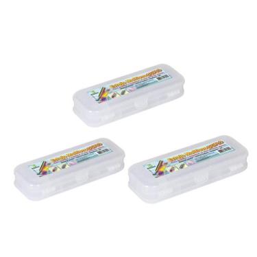 Imagem de Kit C/6 Estojo Multiuso Transparente Duplo Pequeno BRASAMI