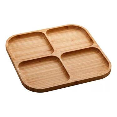 Imagem de Petisqueira Quadrada De Bambu 4 Cavidades Resistente Natural - Kadê
