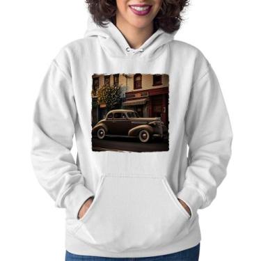 Imagem de Moletom Feminino Carro antigo na cidade - Foca na Moda, Branco, PP