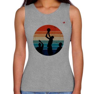 Imagem de Regata Feminina Basquete Vintage Sunset - Foca na Moda, Cinza, GG